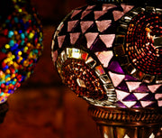 Nine Globe Mosaic Chandelier in Natural Purple Tones