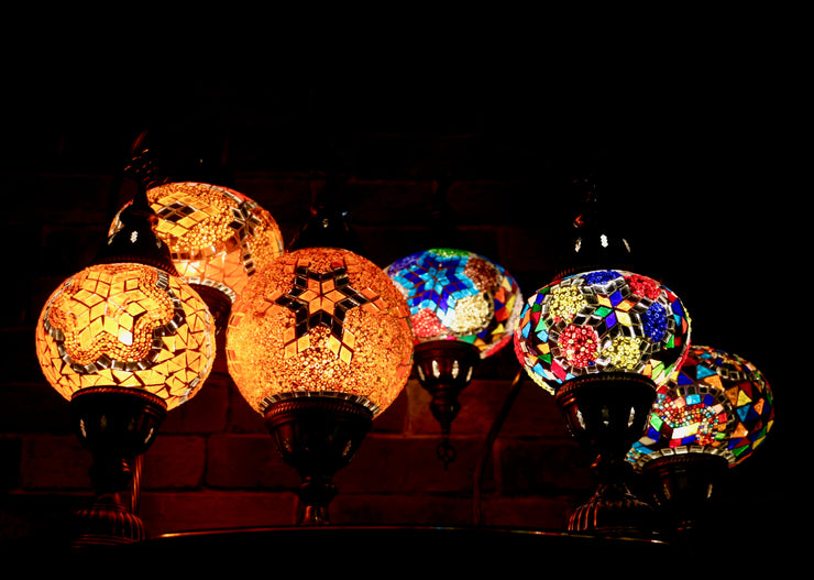 Mosaic Table Lamp in Orange Star