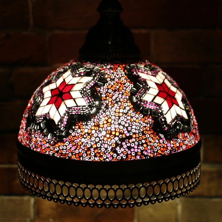 Hanging Mosaic Dome Lamp in Blush Tones, Open Bottom