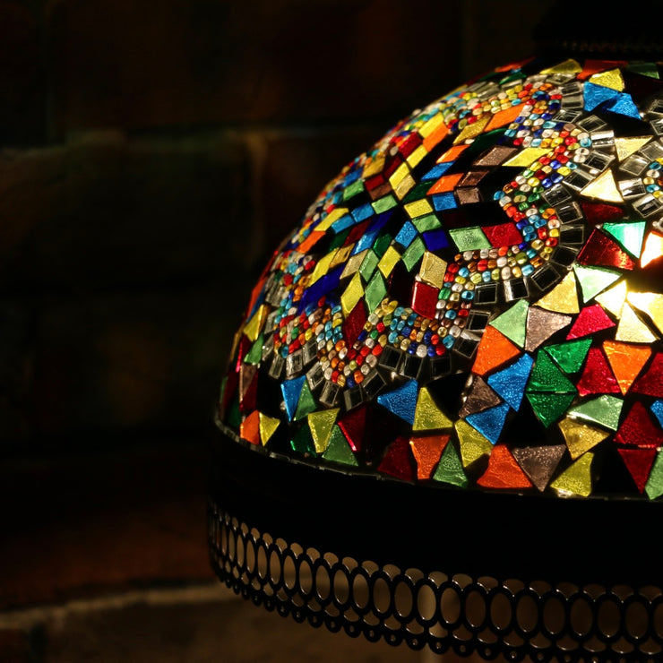 Hanging Mosaic Dome Lamp in MultiColors, Open Bottom