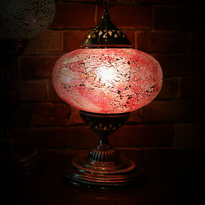 Crackle Glass Table Lamp, Rose Pink, Large
