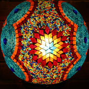 Mosaic Table or Floor Lamp in Red, Orange, Yellow, & Blue
