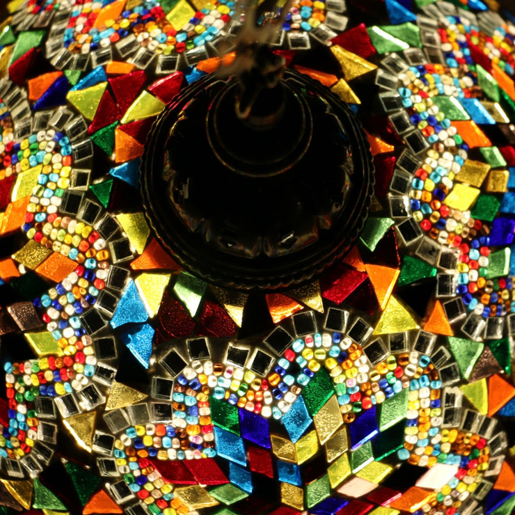Hanging Mosaic Dome Lamp in MultiColors, Open Bottom