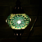 Mosaic Table Lamp in Green, Swan Neck