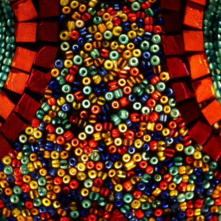 Mosaic Table or Floor Lamp in Red, Orange, Yellow, & Blue