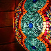 Mosaic Table or Floor Lamp in Red, Orange, Yellow, & Blue