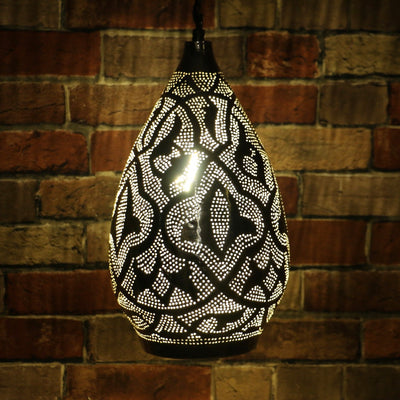 Hand-Punctured Nickel-Plated Brass Hanging Lamp
