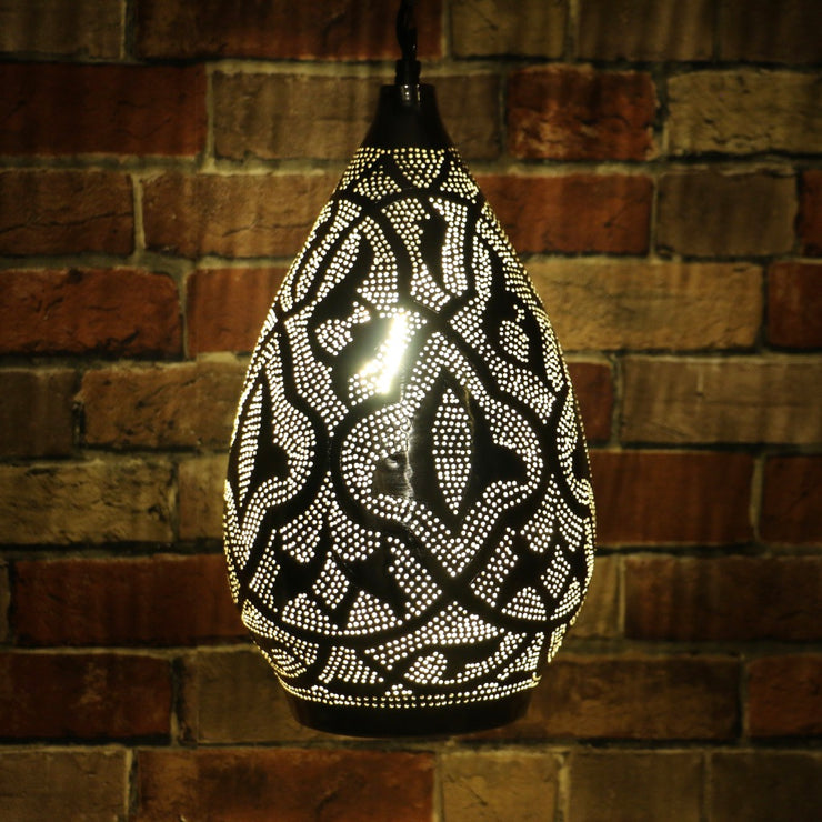 Hand-Punctured Nickel-Plated Brass Hanging Lamp