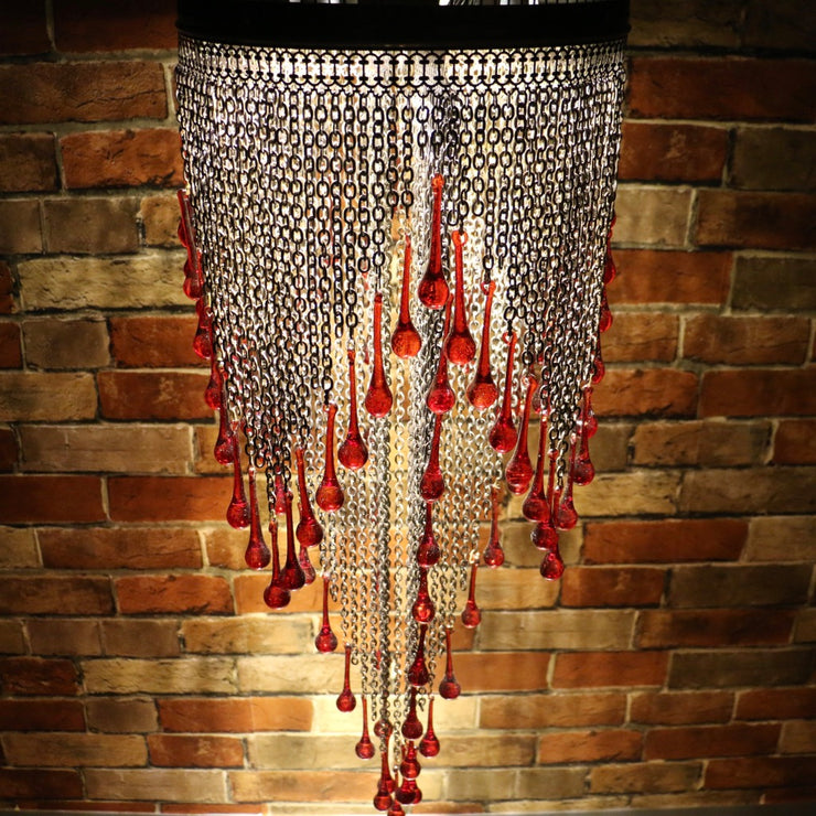 Blown Glass Red Droplet & Chain Chandelier