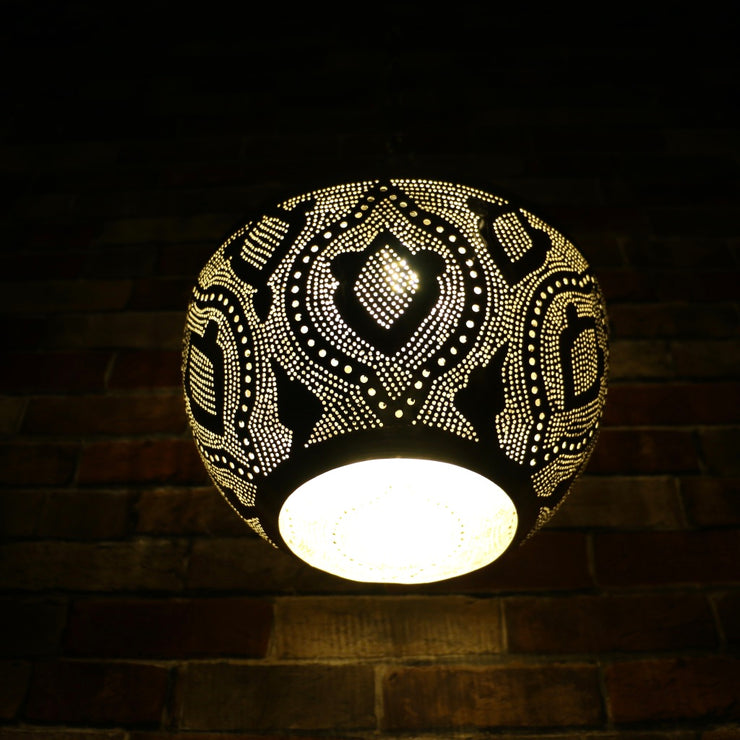 Hand-Punctured Nickel-Plated Brass Hanging Lamp