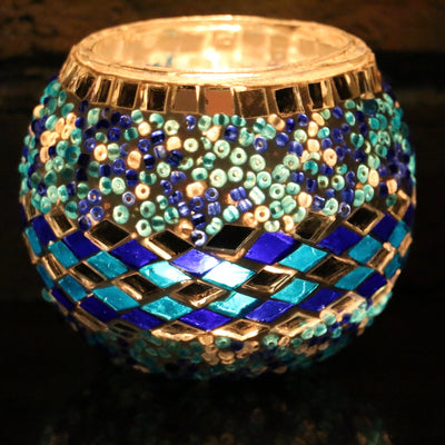 Mosaic Candleholder in Blues