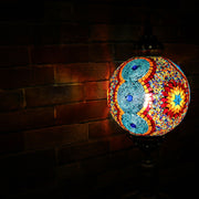 Mosaic Table or Floor Lamp in Red, Orange, Yellow, & Blue