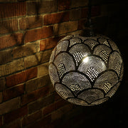 Hand-Punctured Nickel-Plated Brass Hanging Lamp
