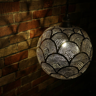 Hand-Punctured Nickel-Plated Brass Hanging Lamp