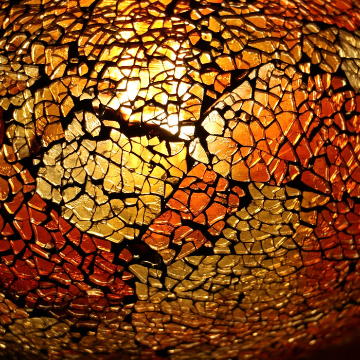 Crackle Glass Table Lamp in Dark Amber, 3 Styles Available, Large