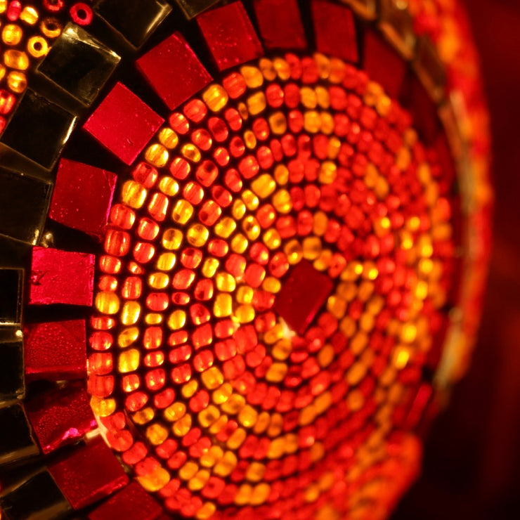 Mosaic Table or Floor Lamp in Red & Orange