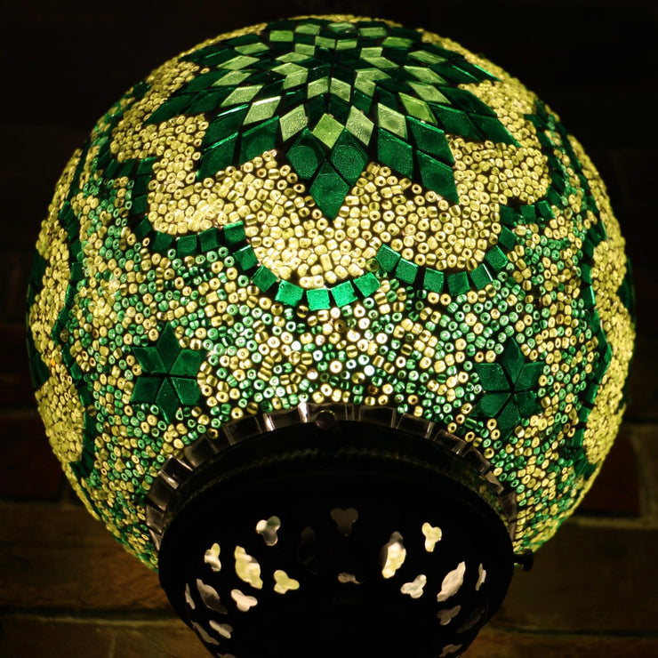 Mosaic Table or Floor Lamp in Hues of Green