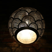 Hand-Punctured Nickel-Plated Brass Hanging Lamp