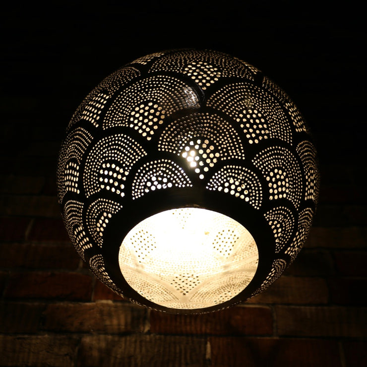 Hand-Punctured Nickel-Plated Brass Hanging Lamp