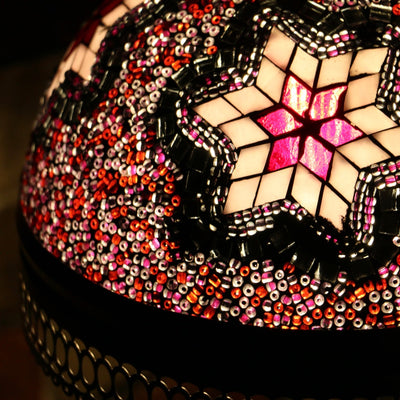 Hanging Mosaic Dome Lamp in Blush Tones, Open Bottom