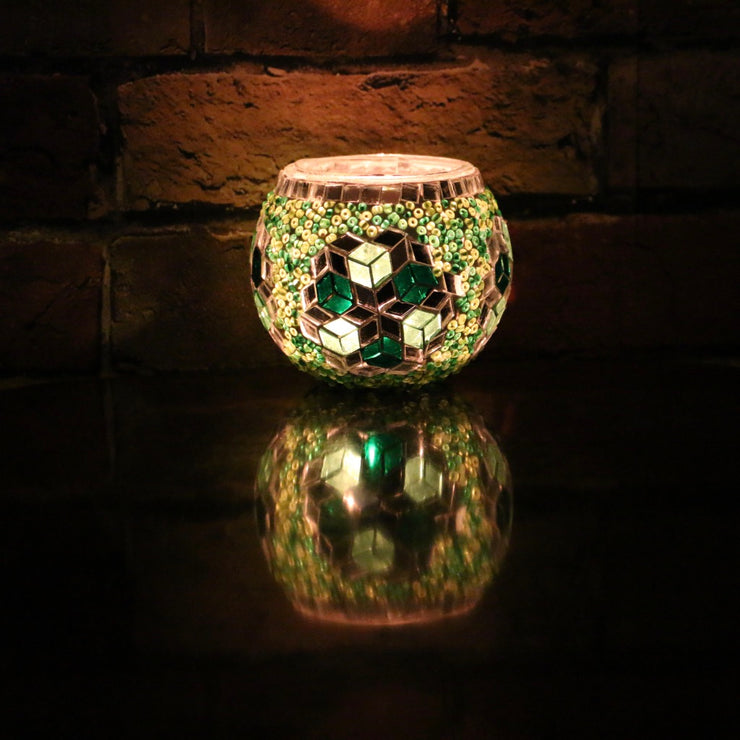 Mosaic Candleholder in Greens