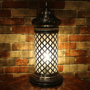 Table or Floor Lamp in Brushed Nickel & Glass