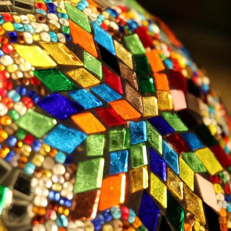 Hanging Mosaic Dome Lamp in MultiColors, Open Bottom