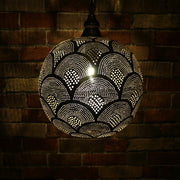 Hand-Punctured Nickel-Plated Brass Hanging Lamp