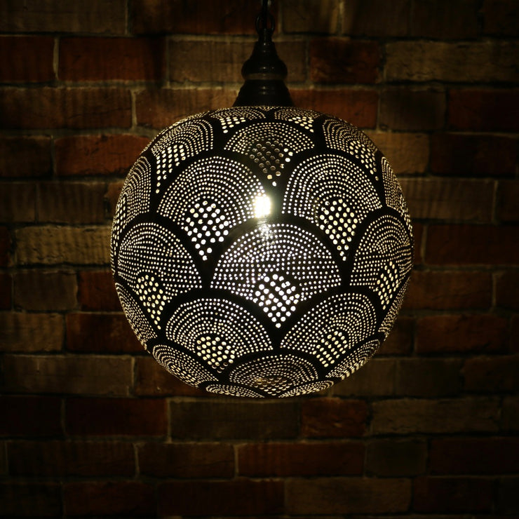 Hand-Punctured Nickel-Plated Brass Hanging Lamp