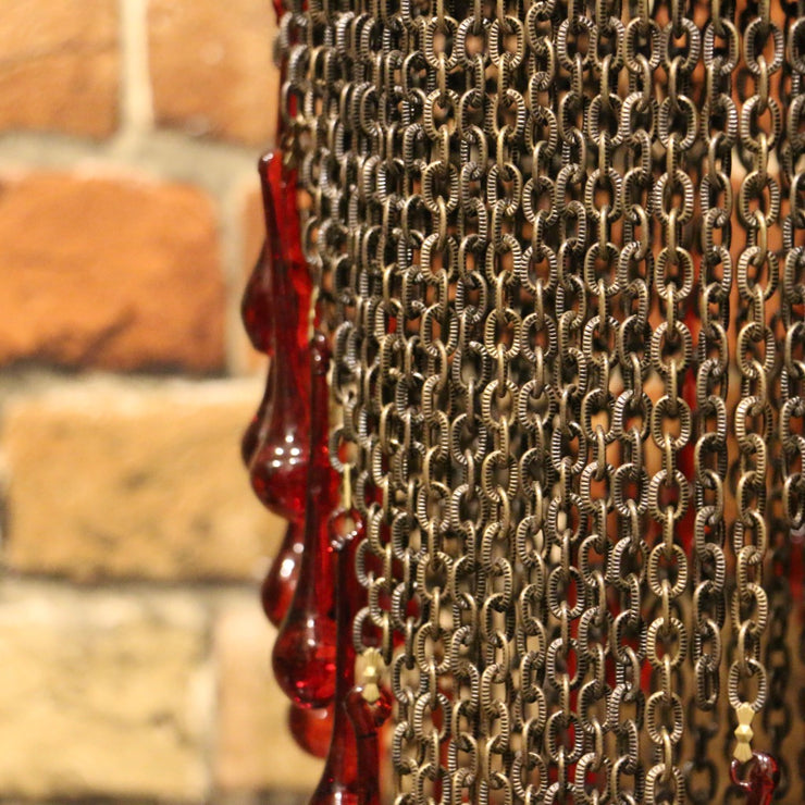 Blown Glass Red Droplet & Chain Chandelier