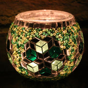 Mosaic Candleholder in Greens