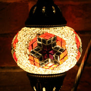 Mosaic Table Lamp in Pale Pink, Red, & Violet, Swan Neck