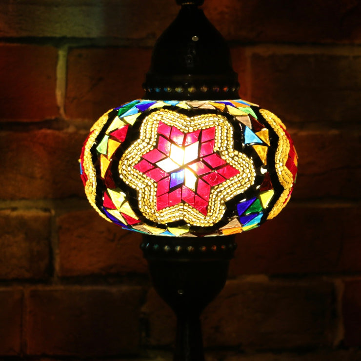 Mosaic Table Lamp Red Star & MultiColor, 5 Styles Available