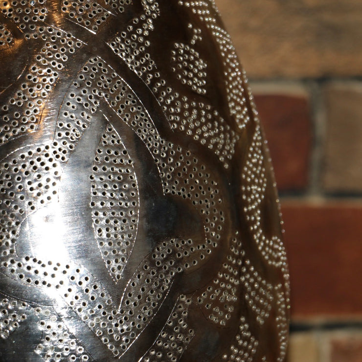 Hand-Punctured Nickel-Plated Brass Hanging Lamp