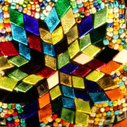 Hanging Mosaic Dome Lamp in MultiColors, Open Bottom