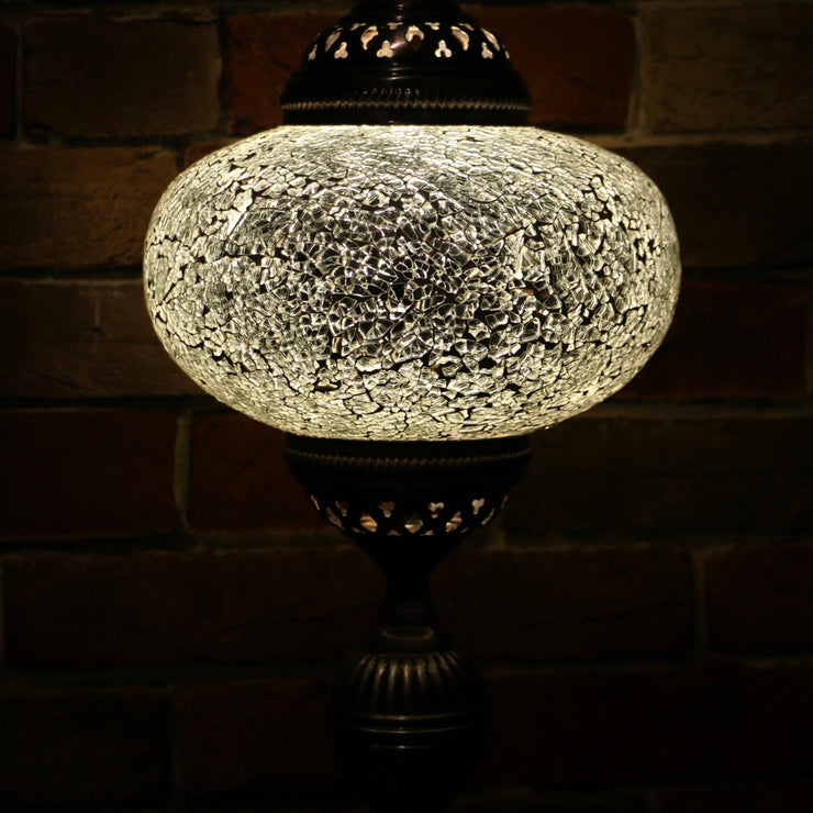 Crackle Glass Table Lamp in White, 3 Styles Available, Large