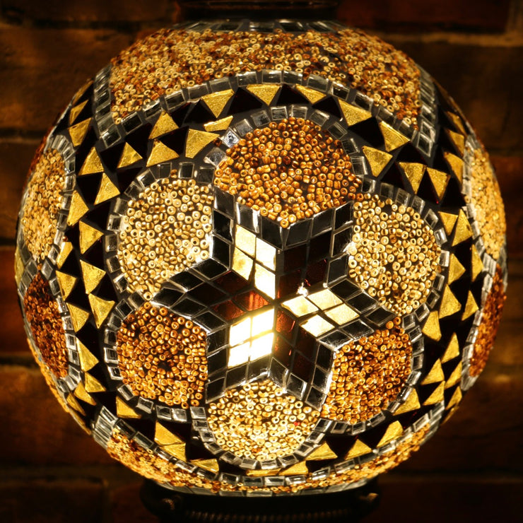 Mosaic Table or Floor Lamp in Amber Tones
