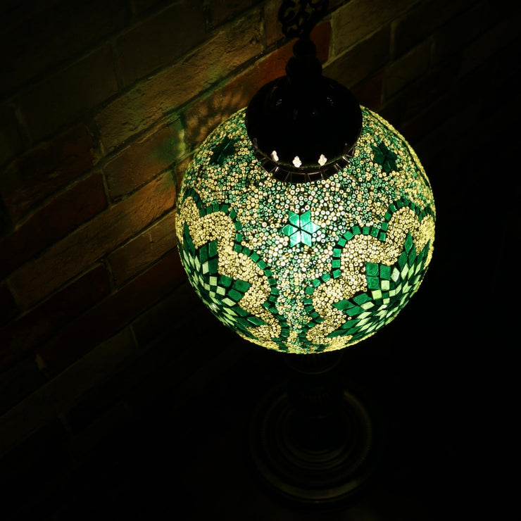 Mosaic Table or Floor Lamp in Hues of Green