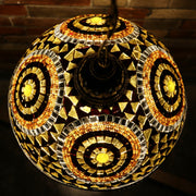 Hanging Mosaic Dome Lamp in Amber, Open Bottom