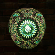 Hanging Mosaic "Egg" Lamp in Green & Turquoise