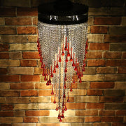 Blown Glass Red Droplet & Chain Chandelier