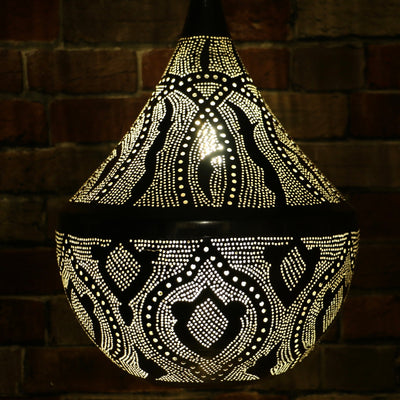 Hand-Punctured Nickel-Plated Brass Hanging Lamp
