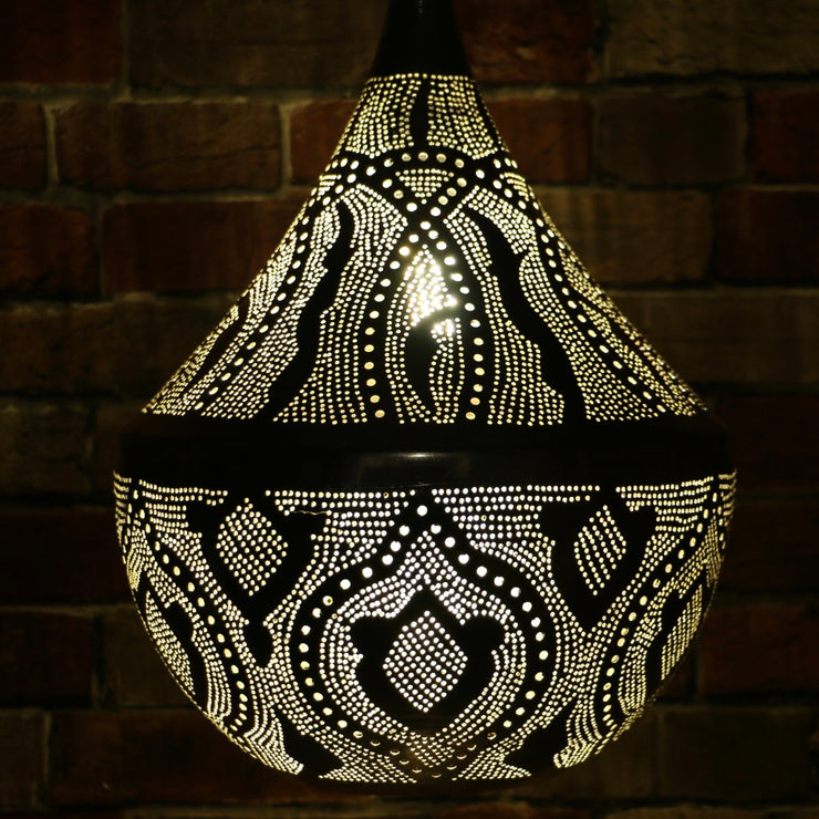 Hand-Punctured Nickel-Plated Brass Hanging Lamp