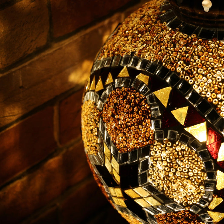 Mosaic Table or Floor Lamp in Amber Tones