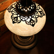 Crackle Glass Table Lamp, Frosted Laser-Cut Detail, 3 Styles Available
