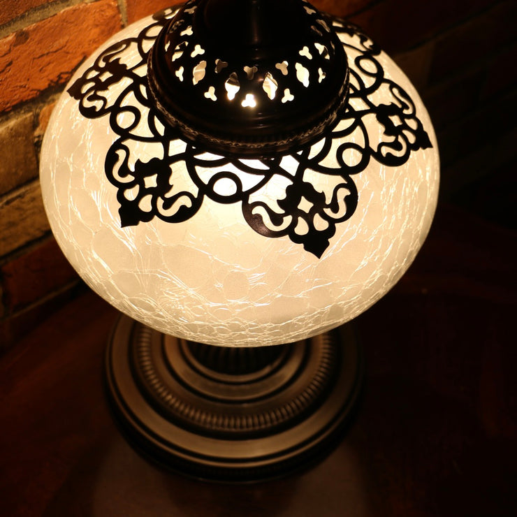 Crackle Glass Table Lamp, Frosted Laser-Cut Detail, 3 Styles Available