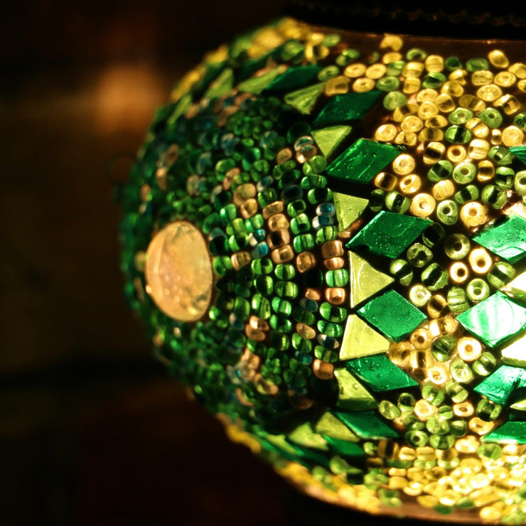 Mosaic Table Lamp in Green, Swan Neck