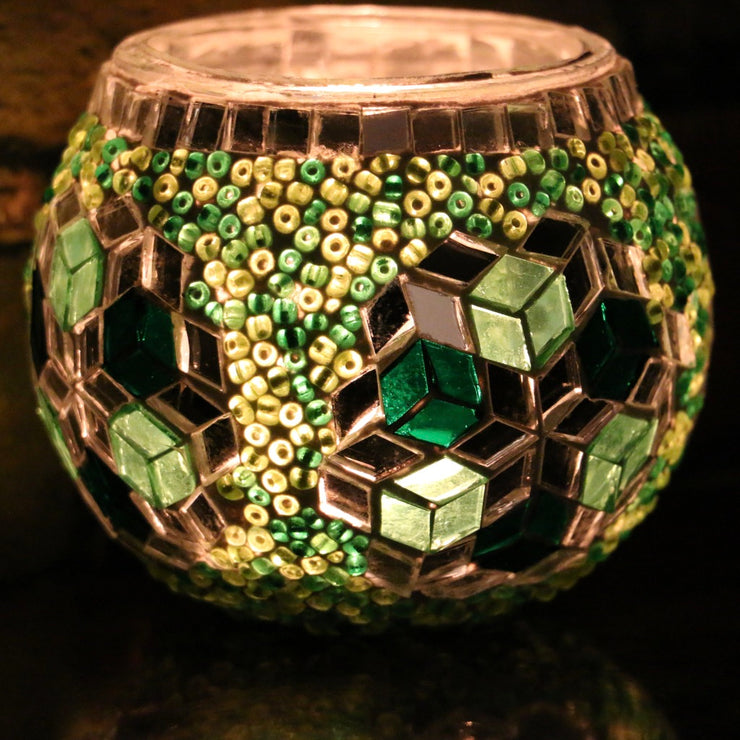 Mosaic Candleholder in Greens