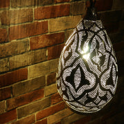 Hand-Punctured Nickel-Plated Brass Hanging Lamp