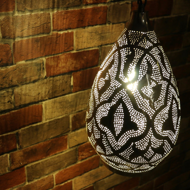 Hand-Punctured Nickel-Plated Brass Hanging Lamp